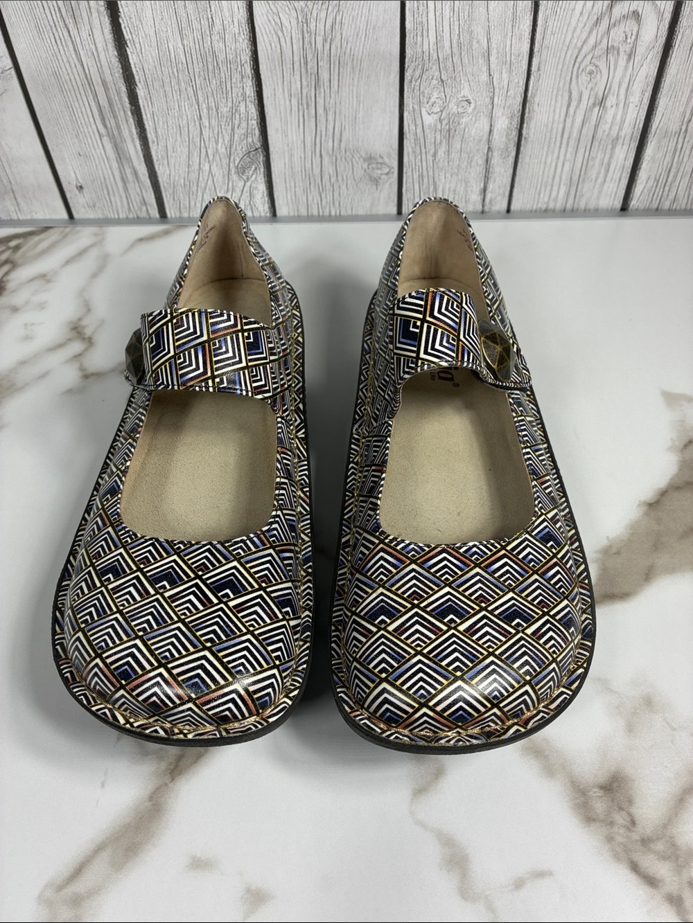 Algeria Pal Geometric Mary Jane Flats Size 41